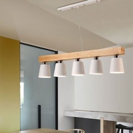 Nordic Wood Lysekrone Unik Lige Pendel Light Cafe