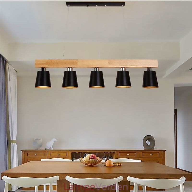 Nordic Wood Lysekrone Unik Lige Pendel Light Cafe