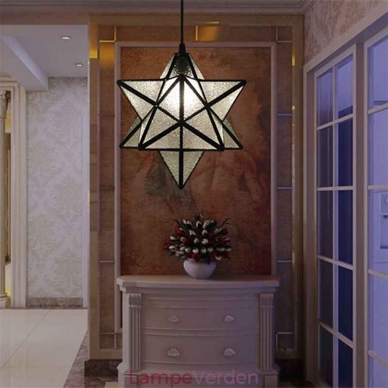 Europæisk farvet glas pendel Creative Star Pendel Lampe