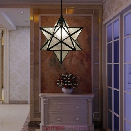 Europæisk farvet glas pendel Creative Star Pendel Lampe Europæisk farvet glas pendel Creative Star Pendel Lampe