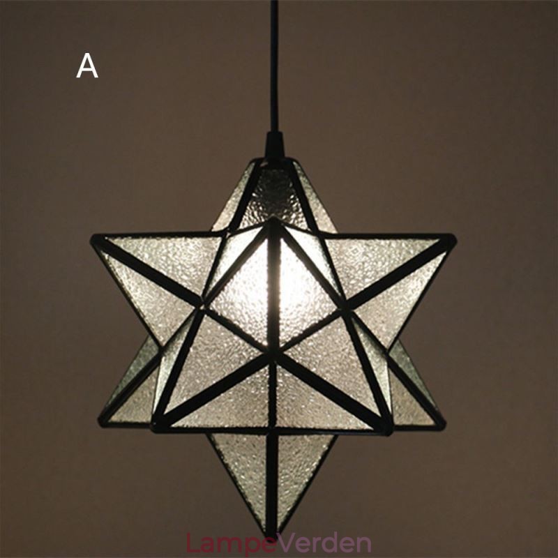Europæisk farvet glas pendel Creative Star Pendel Lampe
