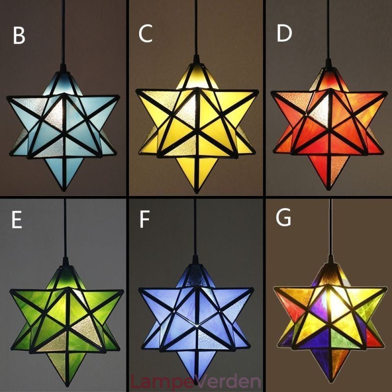 Europæisk farvet glas pendel Creative Star Pendel Lampe