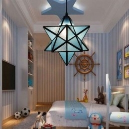 Europæisk farvet glas pendel Creative Star Pendel Lampe