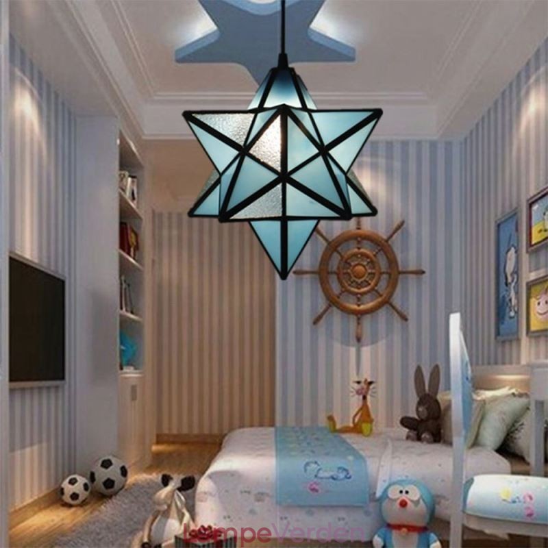 Europæisk farvet glas pendel Creative Star Pendel Lampe