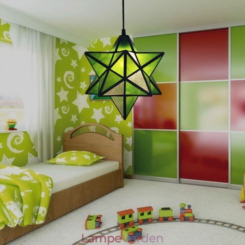 Europæisk farvet glas pendel Creative Star Pendel Lampe