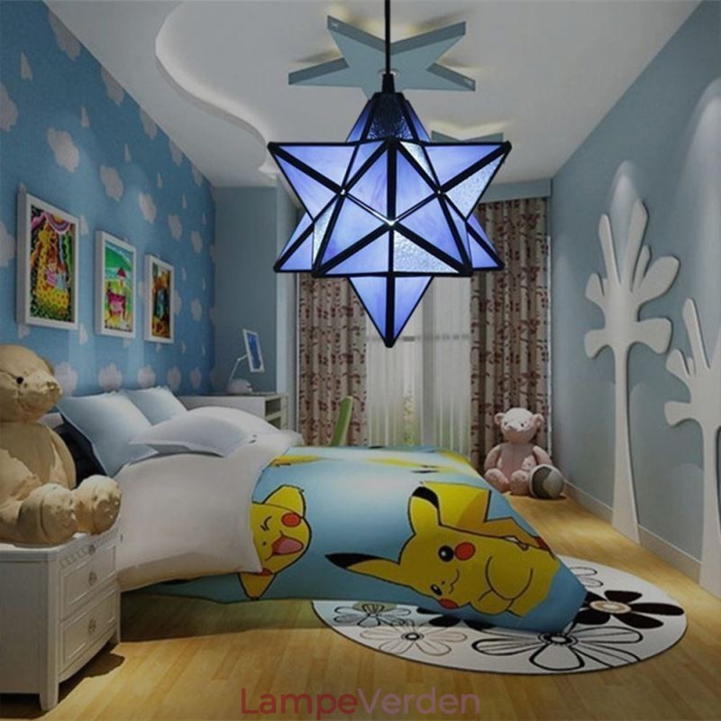 Europæisk farvet glas pendel Creative Star Pendel Lampe