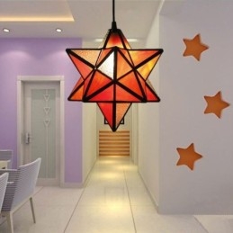 Europæisk farvet glas pendel Creative Star Pendel Lampe