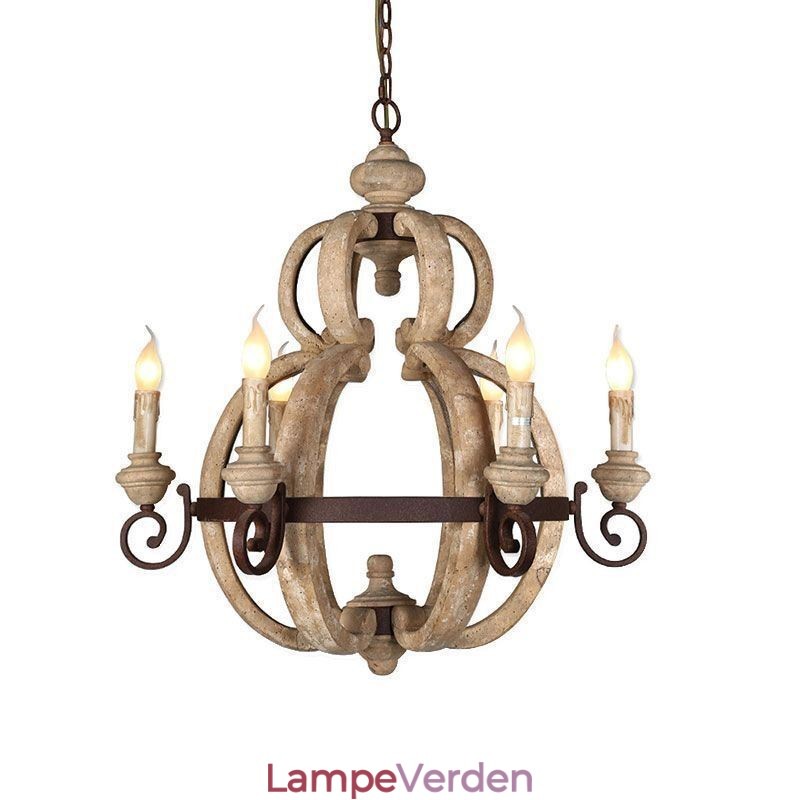 Træ Pendel Nordic Retro Loftslampe