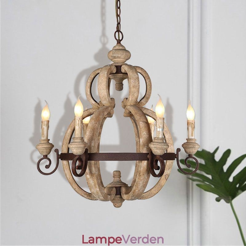 Træ Pendel Nordic Retro Loftslampe