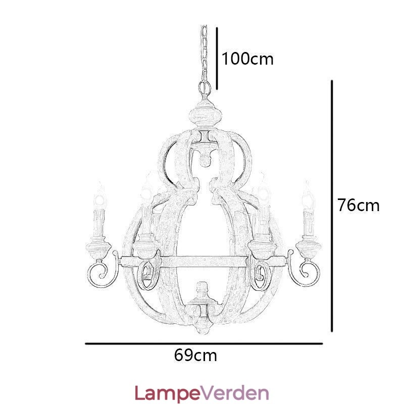 Træ Pendel Nordic Retro Loftslampe