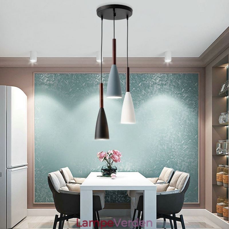 Moderne enkel pendellampe tre lys kreative aluminium kunst lysarmatur Cafe
