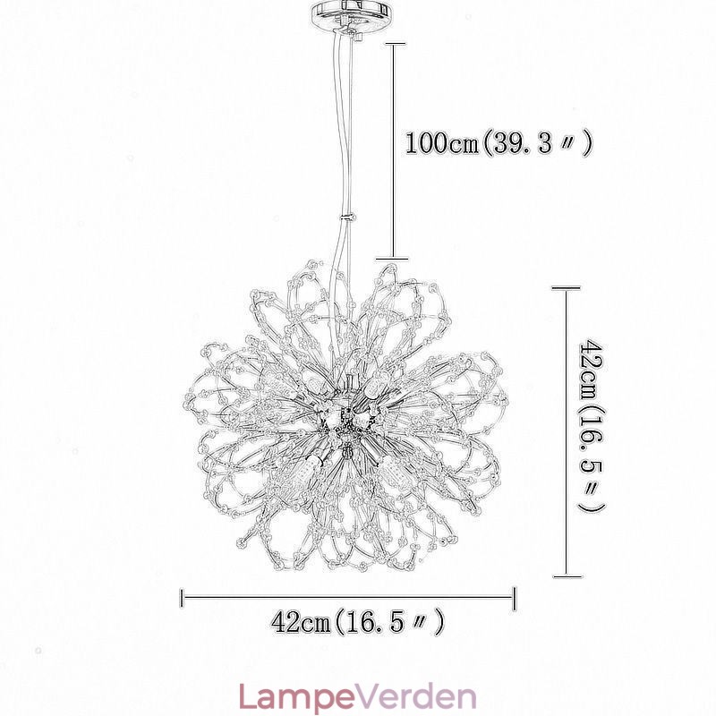 Mælkebøtte Krystal Pendel Light Elegant Lysekrone