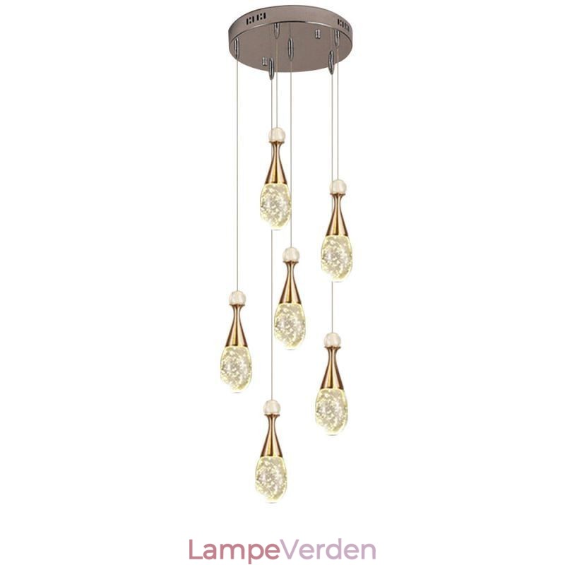 Seeded Glass Teardop Cluster Pendant Lighting