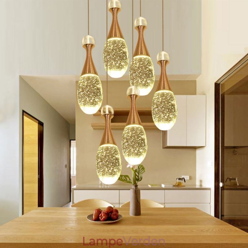 Seeded Glass Teardop Cluster Pendant Lighting