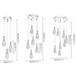 Seeded Glass Teardop Cluster Pendant Lighting