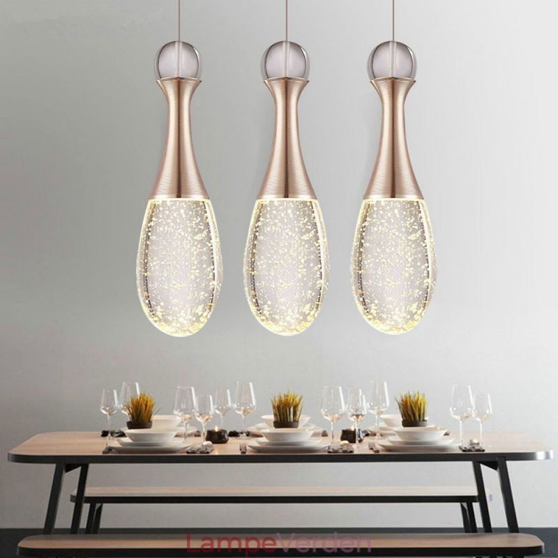 Seeded Glass Teardop Cluster Pendant Lighting