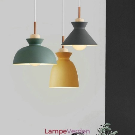 Pendel Nordic Metal Dome Macaron Farver Lampe Lys Pendel Nordic Metal Dome Macaron Farver Lampe Lys