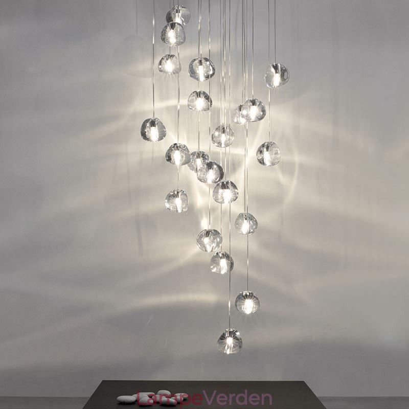 Moderne Crystal Cluster Pendel Light Unik Crystal Lampeskærm Duplex Trappe