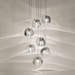 Moderne Crystal Cluster Pendel Light Unik Crystal Lampeskærm Duplex Trappe