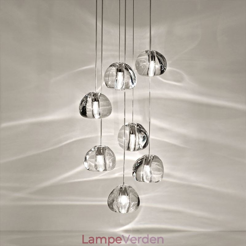 Moderne Crystal Cluster Pendel Light Unik Crystal Lampeskærm Duplex Trappe