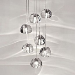 Moderne Crystal Cluster Pendel Light Unik Crystal Lampeskærm Duplex Trappe