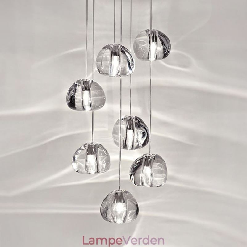 Moderne Crystal Cluster Pendel Light Unik Crystal Lampeskærm Duplex Trappe