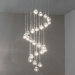 Moderne Crystal Cluster Pendel Light Unik Crystal Lampeskærm Duplex Trappe