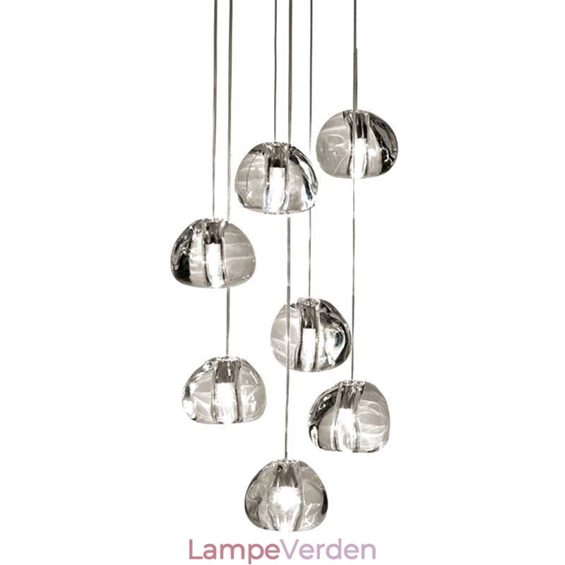 Moderne Crystal Cluster Pendel Light Unik Crystal Lampeskærm Duplex Trappe
