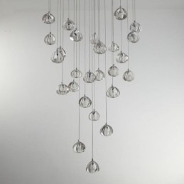 Moderne Crystal Cluster Pendel Light Unik Crystal Lampeskærm Duplex Trappe
