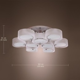 Moderne moderne lysekrone i krommetal, Flush Mount