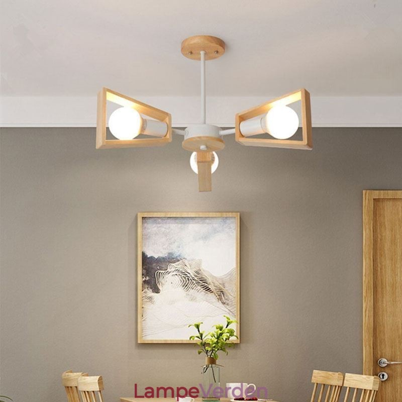 Moderne vifteformet lysekrone Elegant træ pendellampe