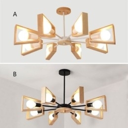 Moderne vifteformet lysekrone Elegant træ pendellampe