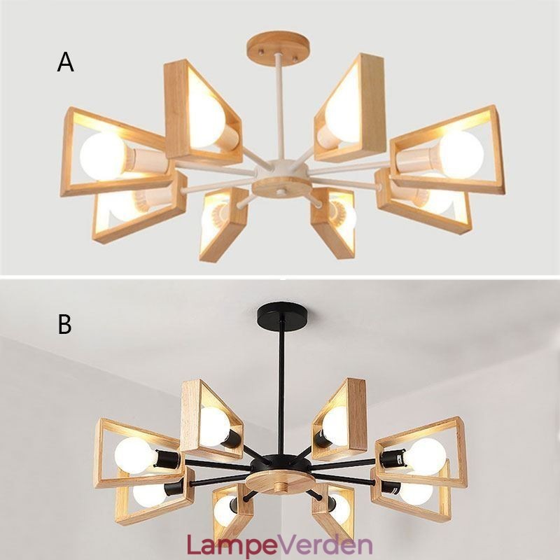 Moderne vifteformet lysekrone Elegant træ pendellampe