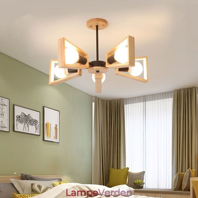 Moderne vifteformet lysekrone Elegant træ pendellampe