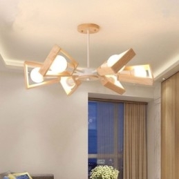 Moderne vifteformet lysekrone Elegant træ pendellampe