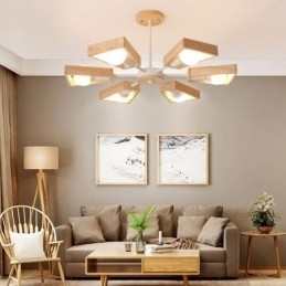 Moderne vifteformet lysekrone Elegant træ pendellampe
