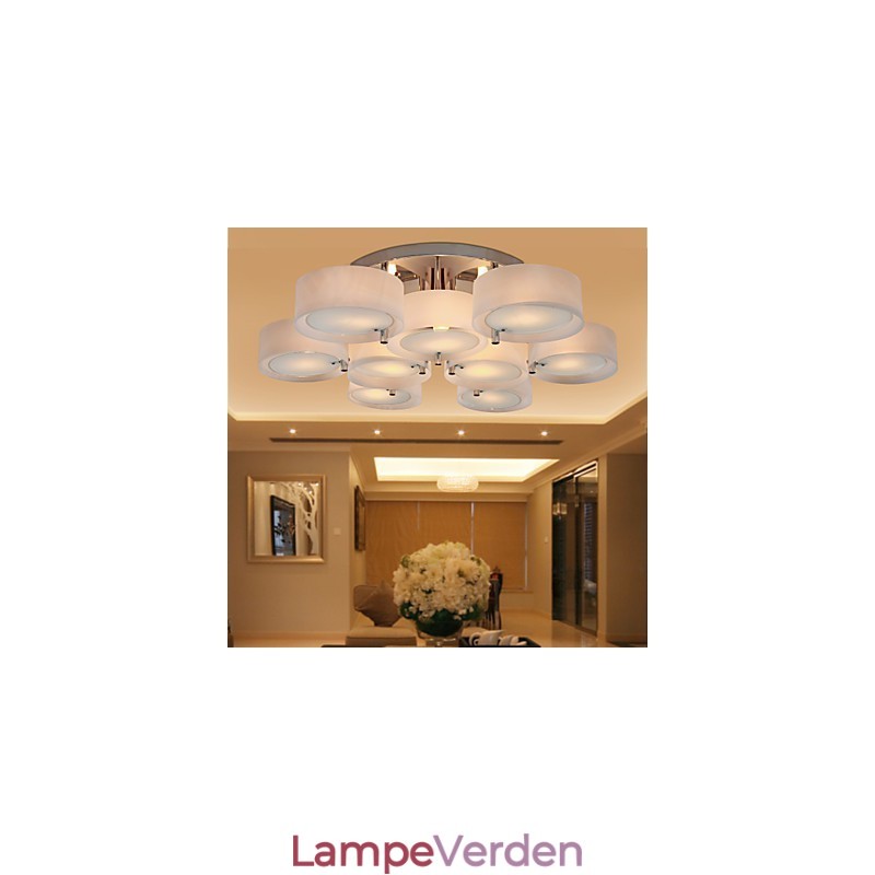Moderne moderne lysekrone i krommetal, Flush Mount