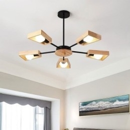 Moderne vifteformet lysekrone Elegant træ pendellampe