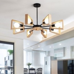 Moderne vifteformet lysekrone Elegant træ pendellampe