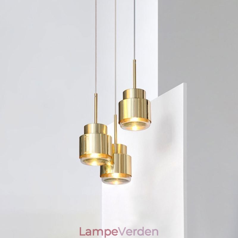 Postmoderne Glas Pendel Light Golden Cylinder Lampe Bright Lighting Light