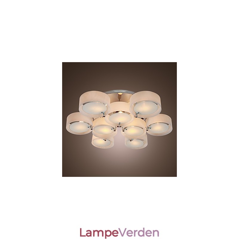 Moderne moderne lysekrone i krommetal, Flush Mount