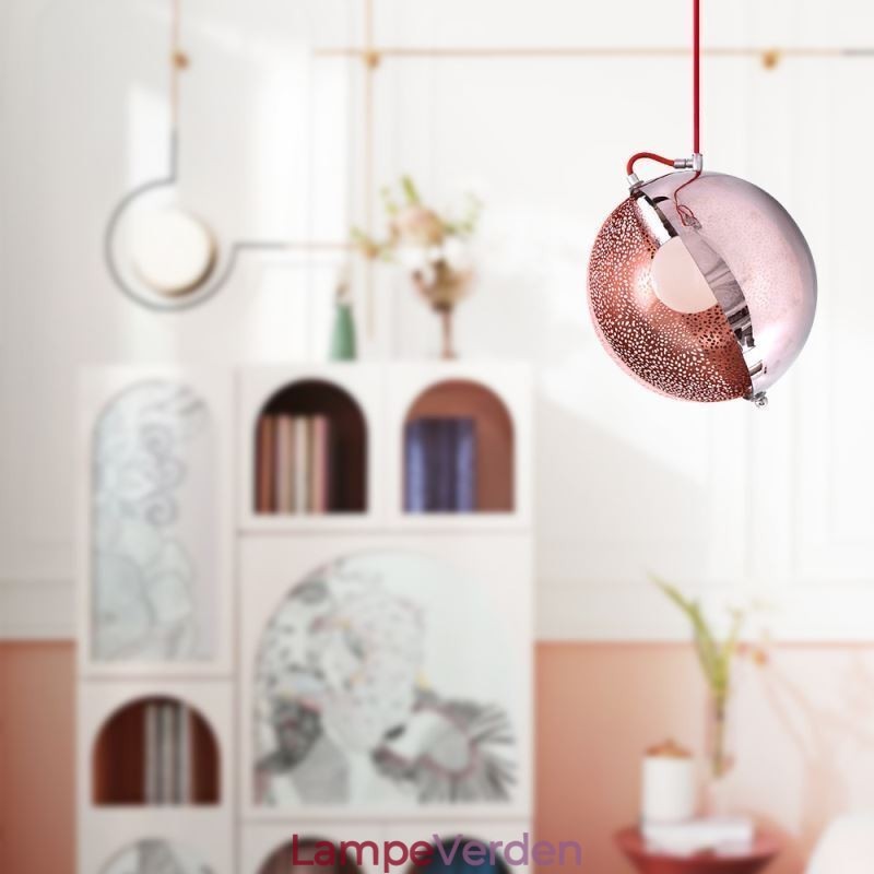 Moderne rosa guld pendant lys halvrund glas lampeskærm dekorativ lys cafe