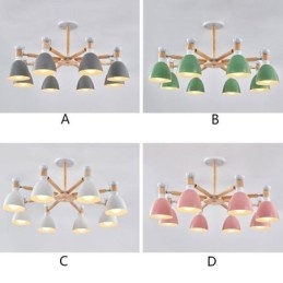 Nordic Macaron Pendel Light Creative Wood lysekrone