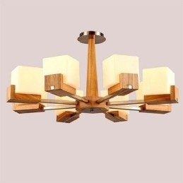 Nordic Wood Pendellampe Glas Lampeskærm Lysekrone