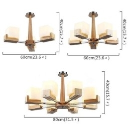 Nordic Wood Pendellampe Glas Lampeskærm Lysekrone