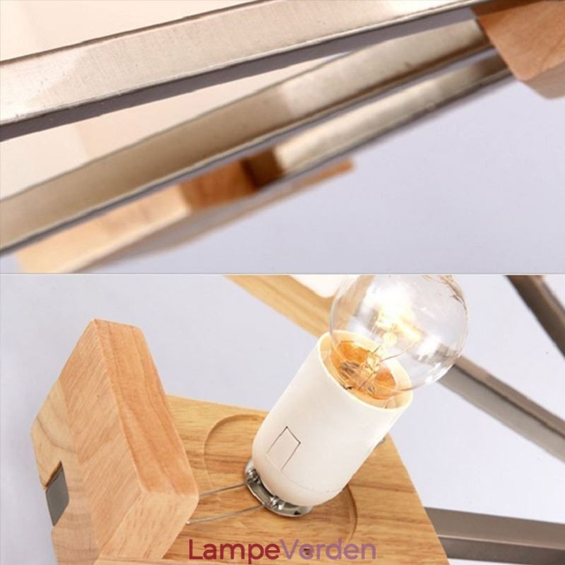 Nordic Wood Pendellampe Glas Lampeskærm Lysekrone