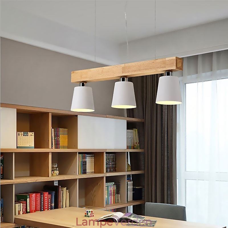 Nordic Wood Lysekrone Unik Lige Pendel Light Cafe