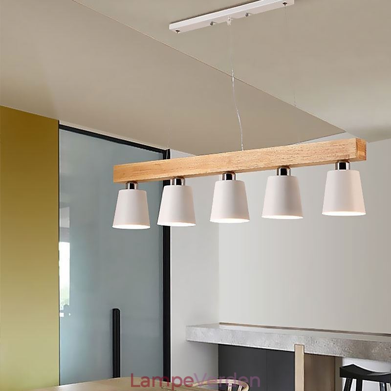 Nordic Wood Lysekrone Unik Lige Pendel Light Cafe