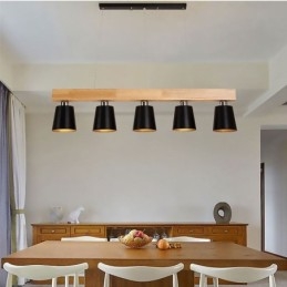 Nordic Wood Lysekrone Unik Lige Pendel Light Cafe