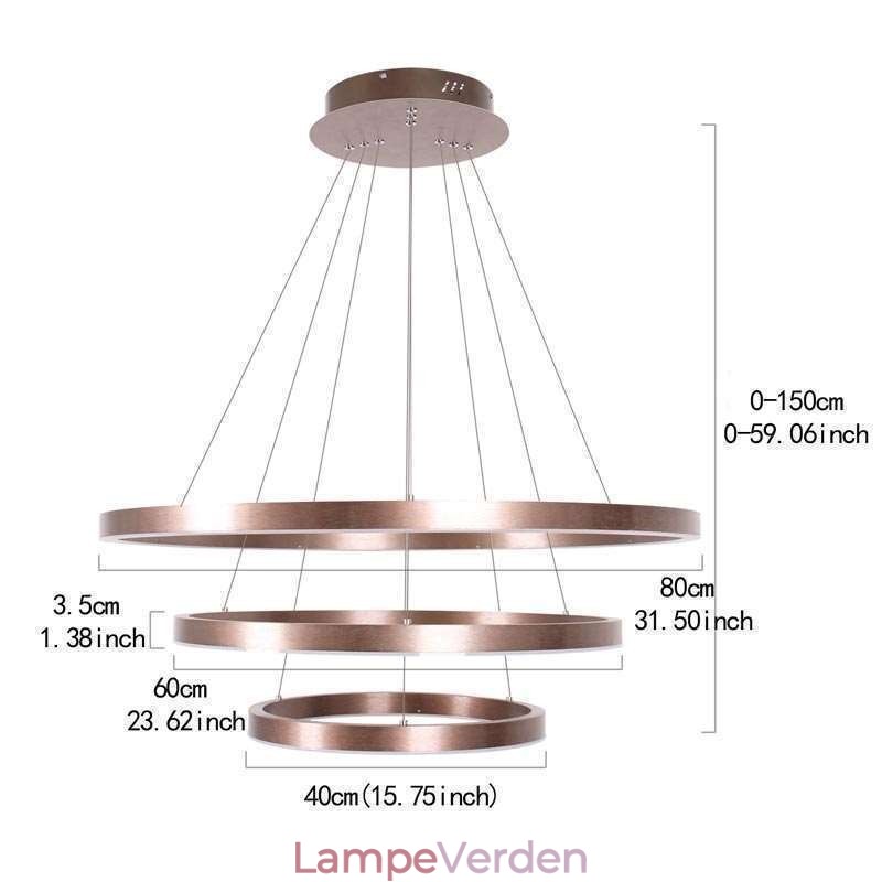 Pendel Drawing Craft 3 Ringe Lampe 80+60+40cm